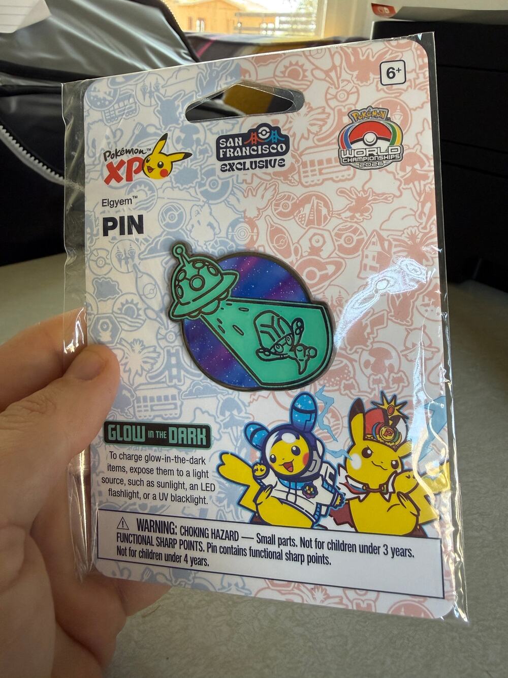 Pokemon XP Worlds Championships 2026 Pin Elgyem Glow in the Dark - NEW, IN HAND